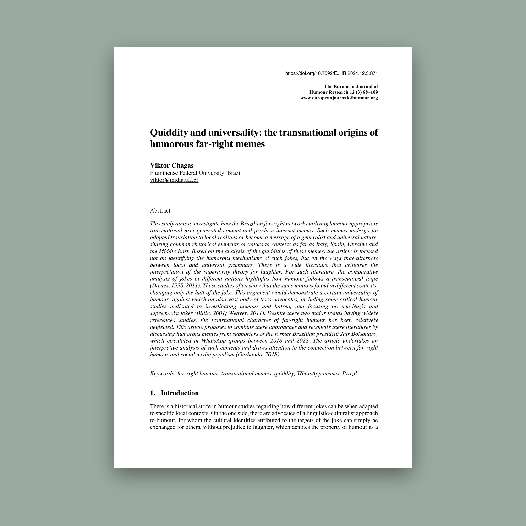 Quiddity and Universality: The Transnational Origins of Humorous Far-Right Memes