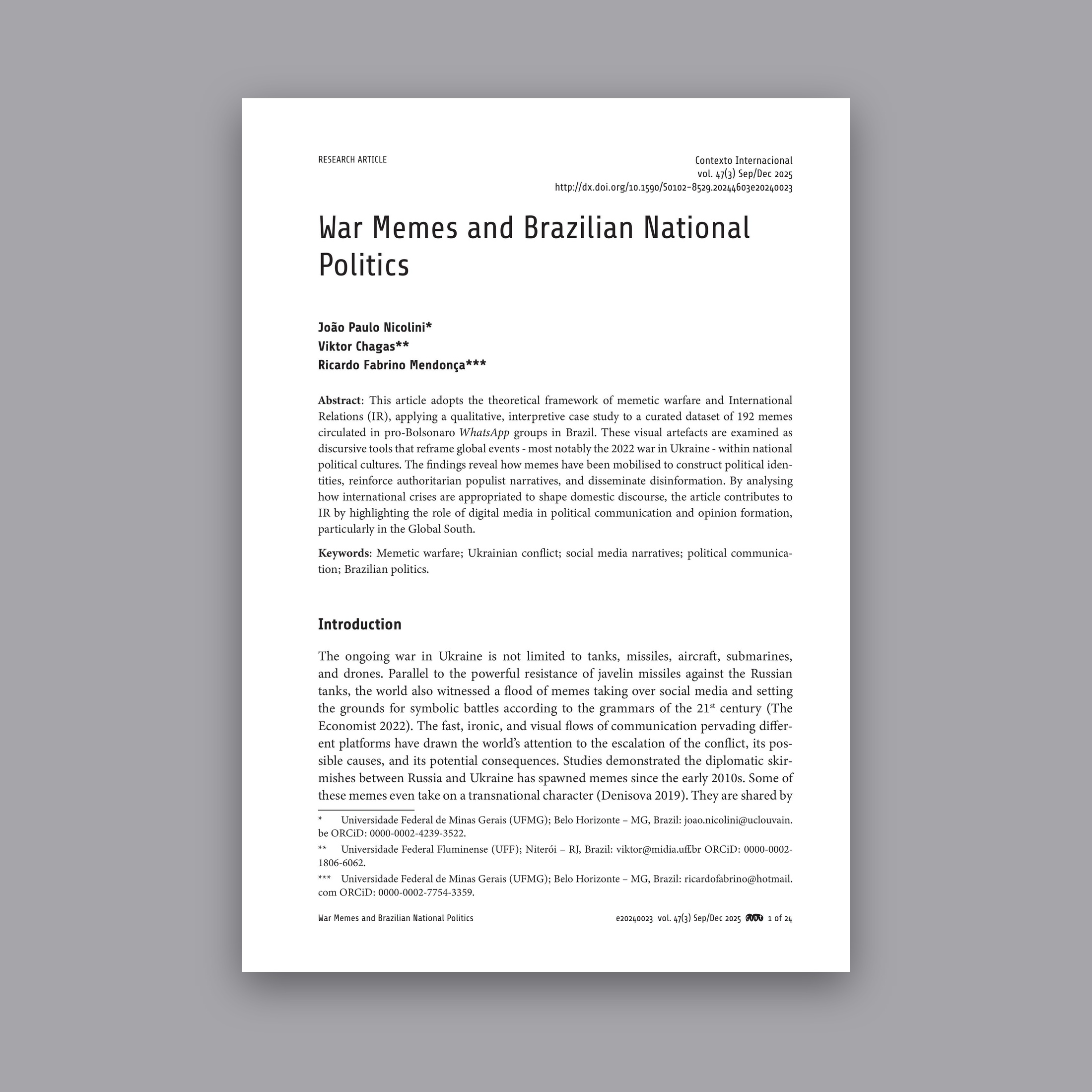 War Memes and Brazilian National Politics